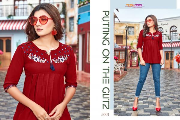 Tips & Tops Pulpy 5 Fancy Rayon Embroidery Western Top 